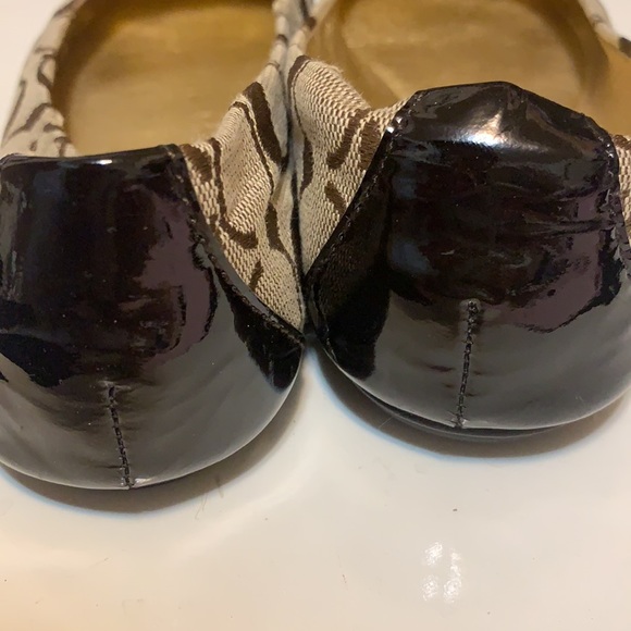 COACH CARLY MONOGRAM JACQUARD BALLET FLATS LEATHER TRIM SZ 6 - Picture 5 of 10